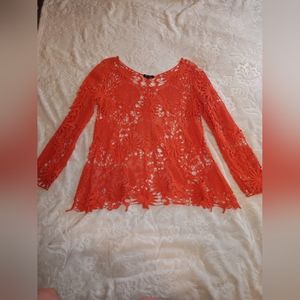 Orange crochet long sleeve